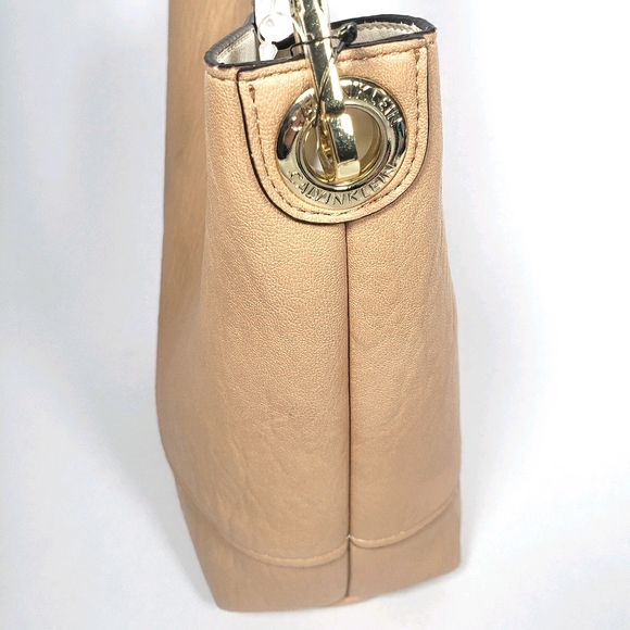 Calvin Klein Reversible Bucket Bag Purse White Tan - Picture 4 of 10